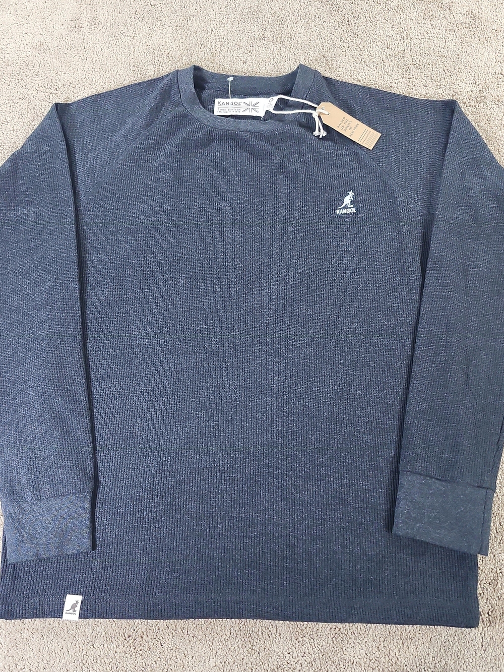 Kangol Men's Navy Crewneck Long-Sleeve Shirt S